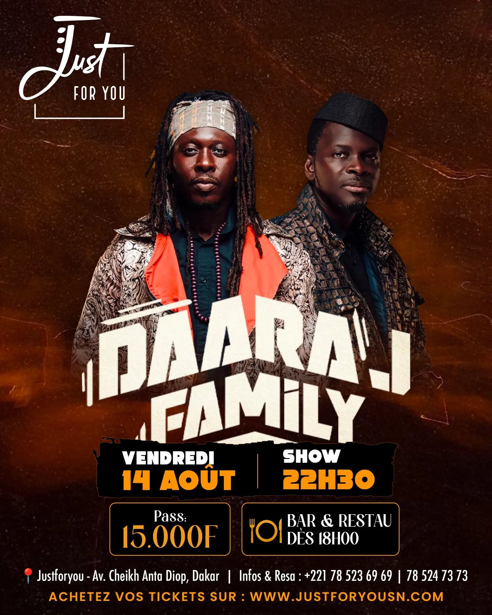 Just For You — Daara J Family · concert poster