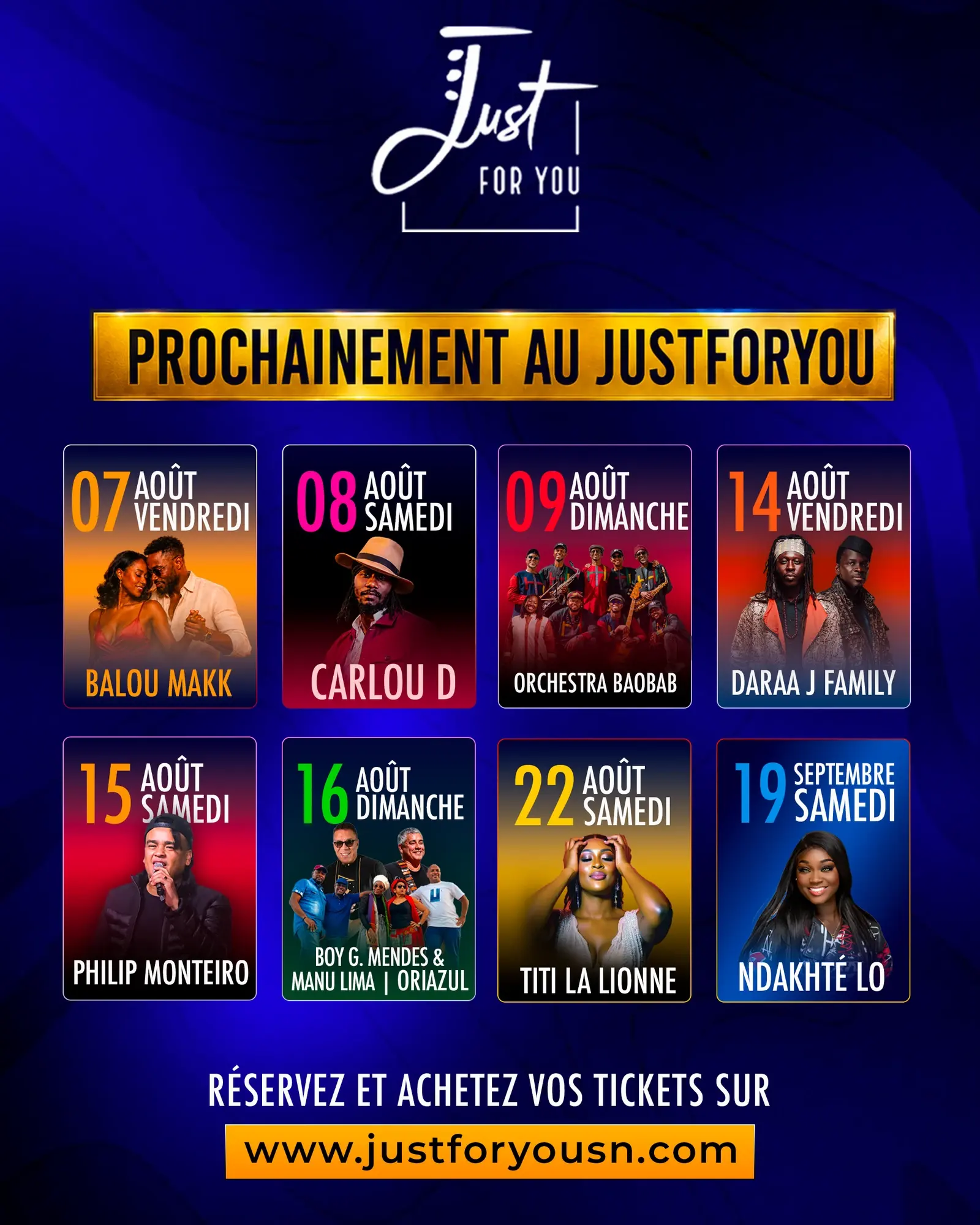 Just For You — August programme