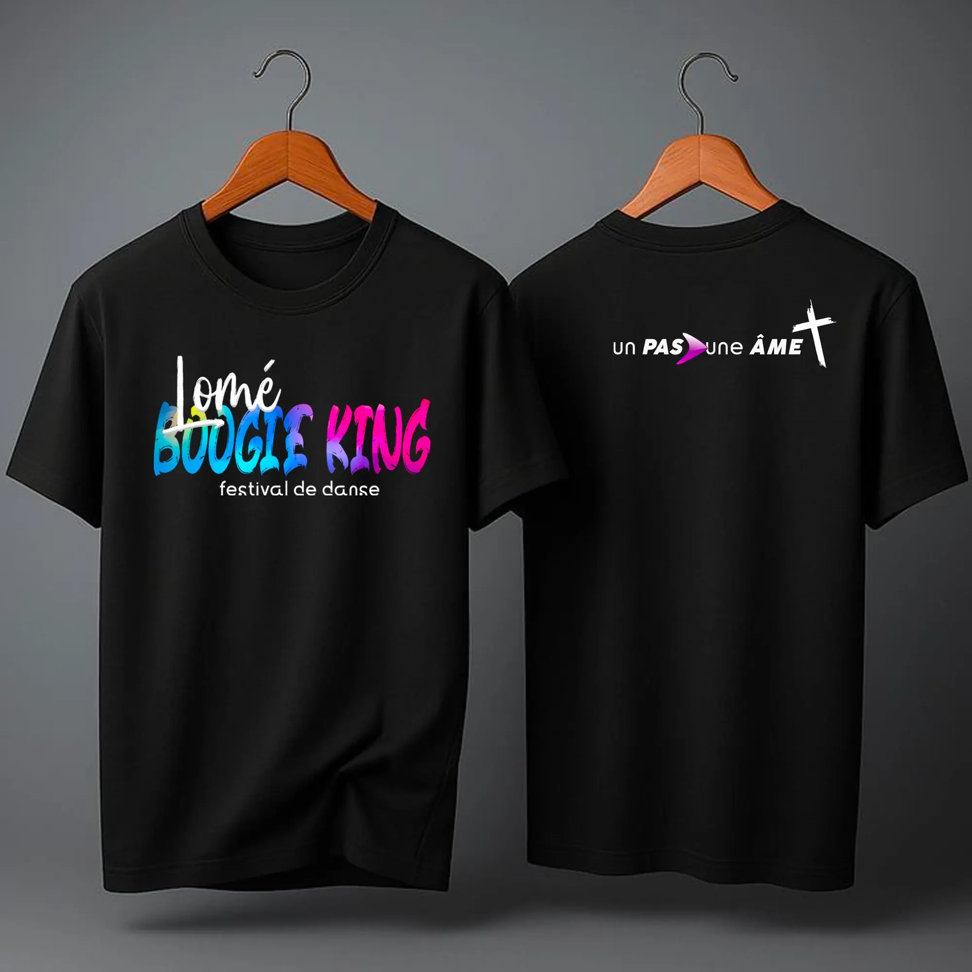 Lomé Boogie King — Festival T-shirt · front and back mockup