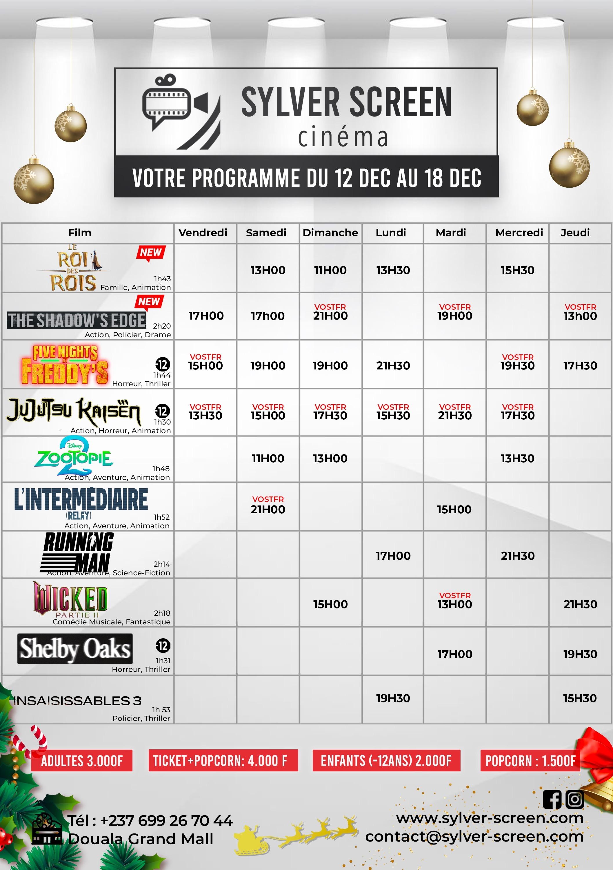 SylverScreen Cinéma — Weekly programme